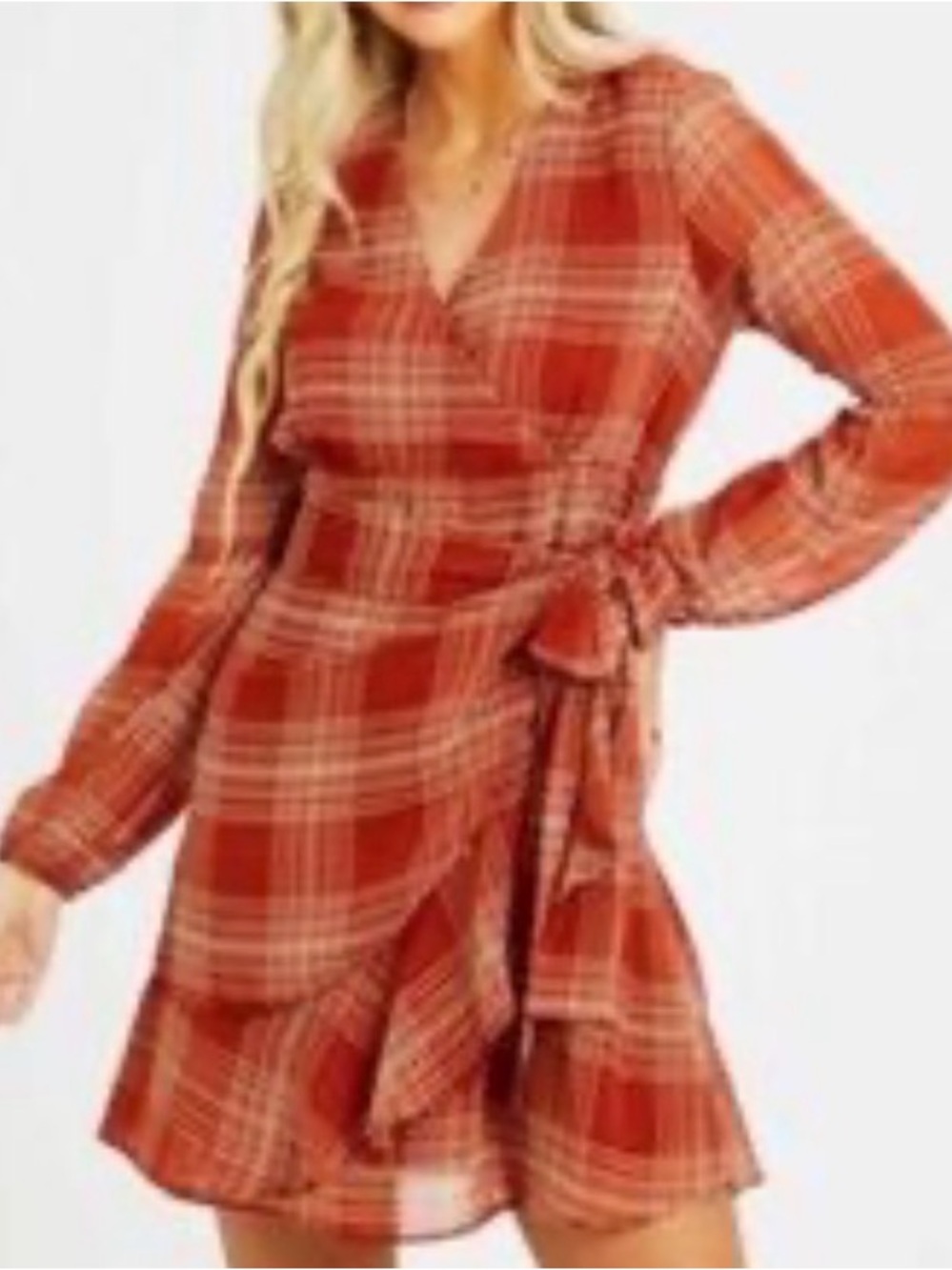 Altar'd State Bohemian Wrap Dress in Rust Orange